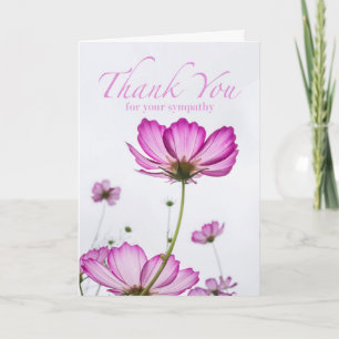 Thank You for Your Sympathy, Magenta Cosmos Flower Card