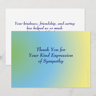 Thank You for Your Sympathy, Pastel Blue Yellow  Card