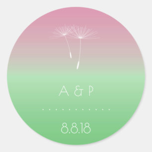 Thank You Forest Wedding  Pastel Ombre Dandelion Classic Round Sticker