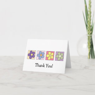 Thank You four flowers cartoon customisable card