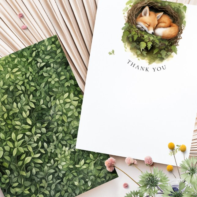 Thank You Fox Woodland Baby Shower Watercolor (Creator Uploaded)