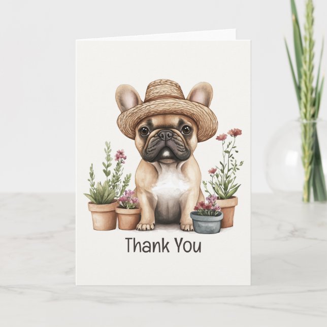 Thank You French Bulldog Gardening Flower Pots Card (Front)