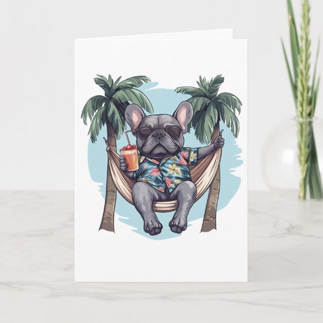 Thank You French Bulldog In Hawaiian Top Card (Front)