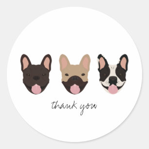 Thank You French Bulldogs Classic Round Sticker