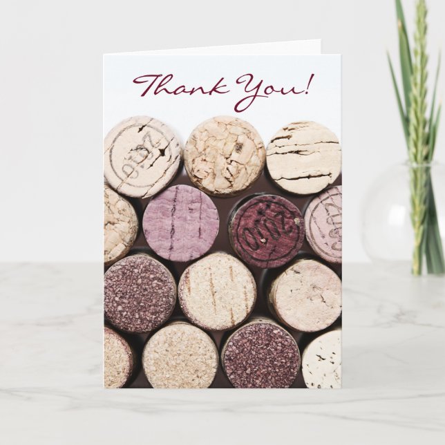 Thank you french wine bottle corks card (Front)