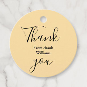 Thank you from add name yellow Pastel boho wedding Favour Tags
