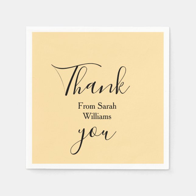 Thank you from add name yellow Pastel boho wedding Napkin (Front)