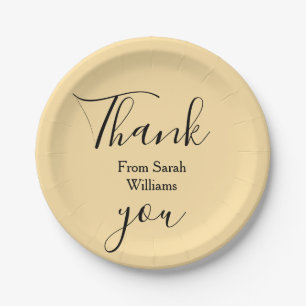 Thank you from add name yellow Pastel boho wedding Paper Plate