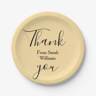 Thank you from add name yellow Pastel boho wedding Paper Plate
