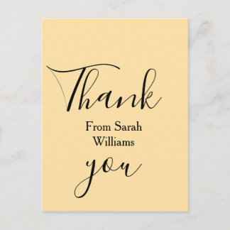 Thank you from add name yellow Pastel boho wedding Postcard