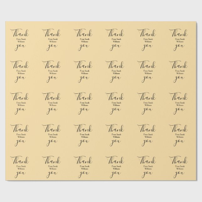 Thank you from add name yellow Pastel boho wedding Wrapping Paper (Flat)