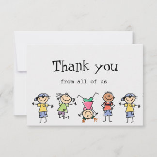 Thank You From All of Us Kids Children Cartoon Fun Card