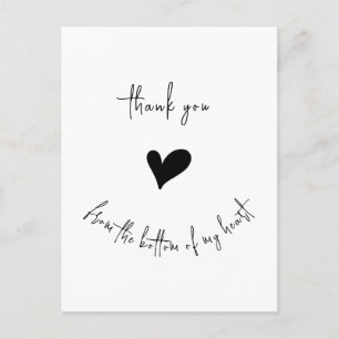 Thank You From Bottom of my Heart Cute Minimalist Postcard