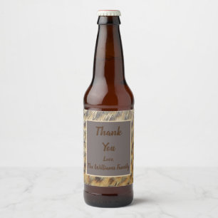 Thank You From Family Animal Pattern Feathers Beer Bottle Label
