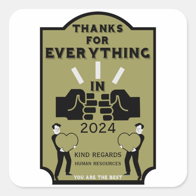 Thank You From Human Resources Square Sticker (Front)