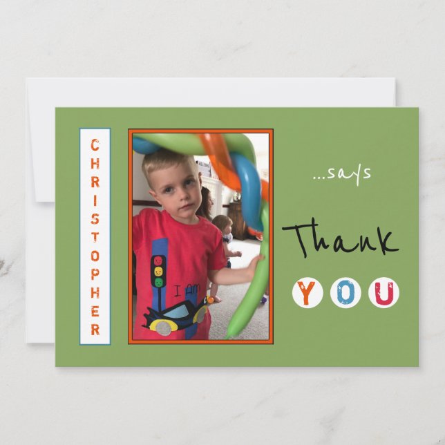 Thank you from little boy photo green Card (Front)