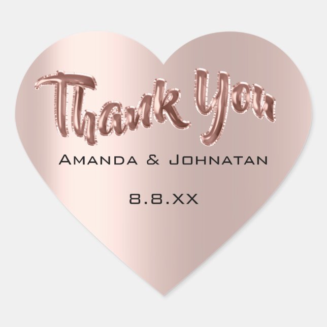 Thank You From Name Balloons Rose Wedding Birthday Heart Sticker (Front)