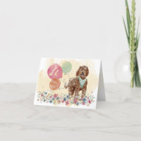 Thank You from You & Brown Labradoodle & balloons