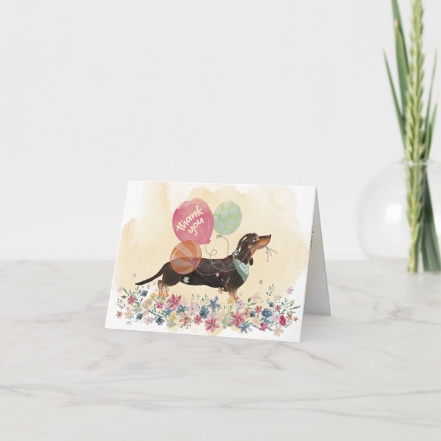 Thank You from You & Dachshund dog and balloons (Front)