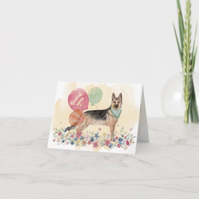 Thank You from You & German Shepherd and balloons Card (Front)