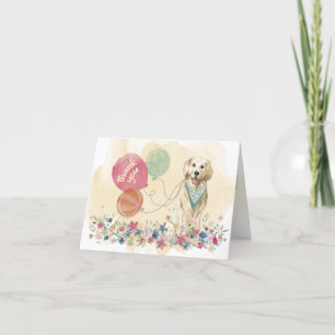 Thank You from You & Golden Retriever and balloons Card