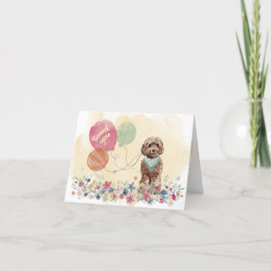 Thank You from You & Your Brown Cockapoo Balloons Card