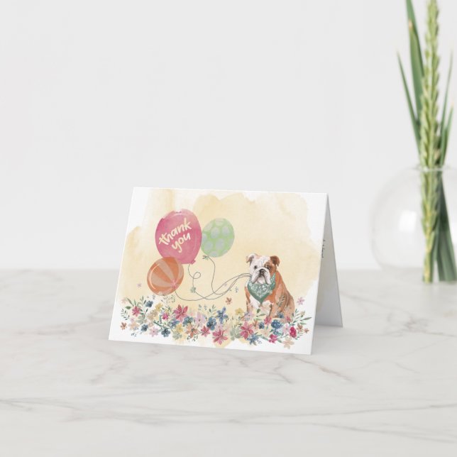 Thank You from You & Your Bulldog with Balloons (Front)