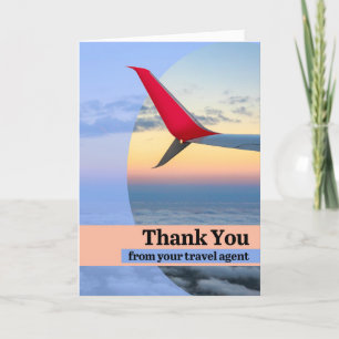 Thank You From Your Travel Agent Aeroplane Wing Holiday Card