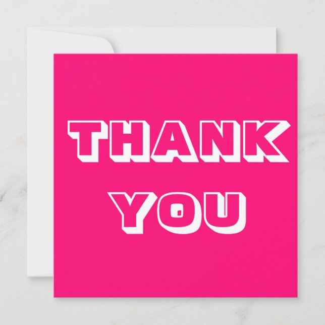 Thank you, fuchsia hot pink white modern card (Front)