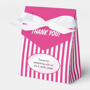 Thank You Fuchsia Simple Stripes Pattern Favour Box
