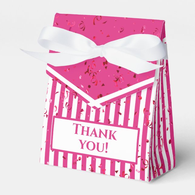 Thank You - Fuchsia/White Simple Stripes Pattern Favour Box (Front Side)