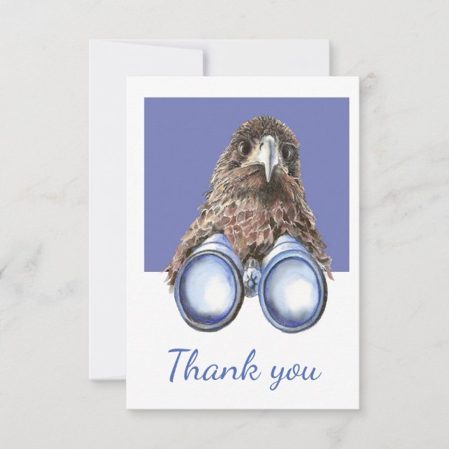 Thank You Fun Bird Watching Hawk Binoculars Humour (Front)