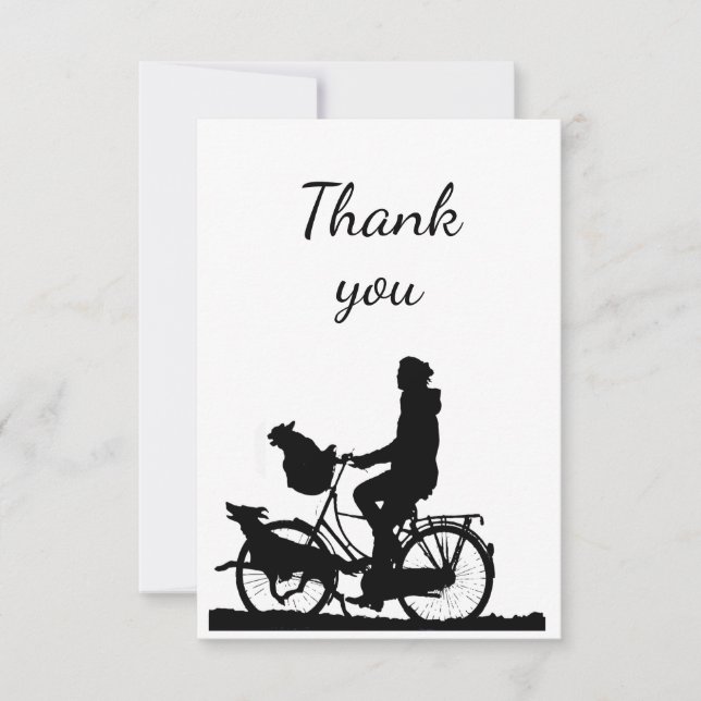 Thank You Fun Person on Bike with Dogs (Front)