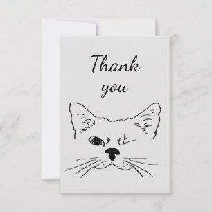 Thank You Fun Winking Cat Kitten Animal Humour Card