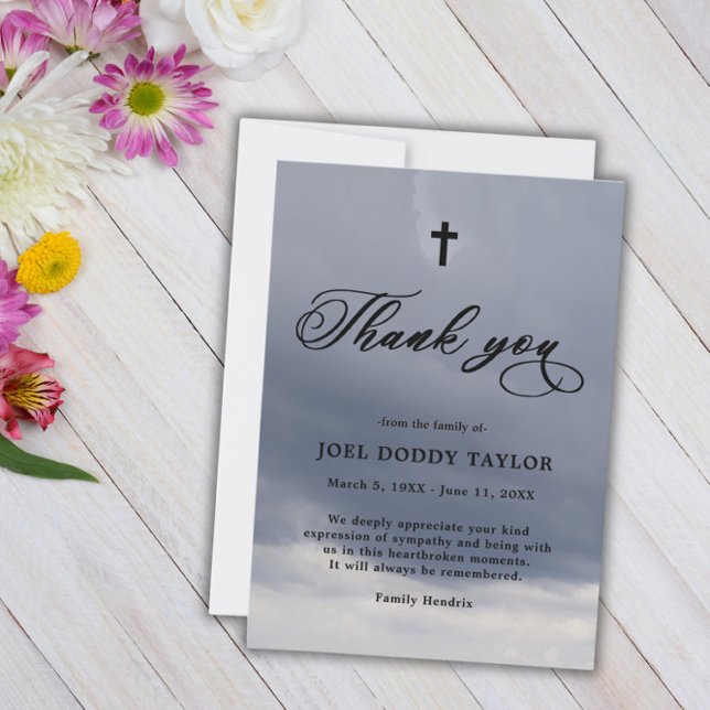 Thank You Funeral Cloudy Sympathy Grief Card (Creator Uploaded)