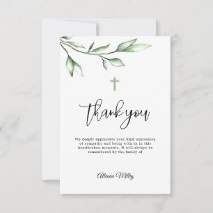 Thank You Funeral Cross Memorial Card
