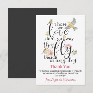 Thank You Funeral Fly Beside Us Bird Watercolor Card