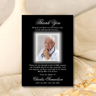 Thank You Funeral Sympathy Black White   PHOTO Card