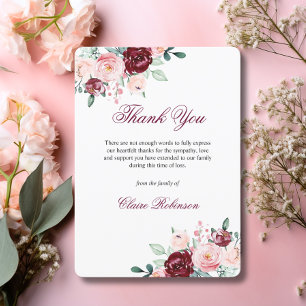 Thank You Funeral Sympathy Burgundy Floral PHOTO