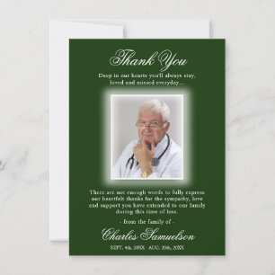Thank You Funeral Sympathy GREEN PHOTO Card