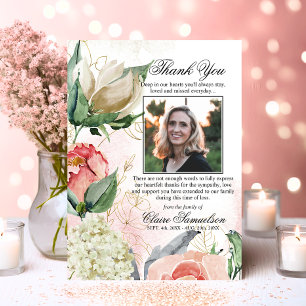 Thank You Funeral Sympathy Pink Floral   PHOTO Card