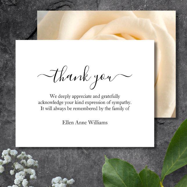 Thank You Funeral Thank You Note Card behreavement (Creator Uploaded)