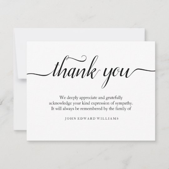 Thank You Funeral Thank You Note Card Bereavement