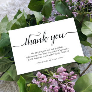 Thank You Funeral Thank You Note Card Bereavement