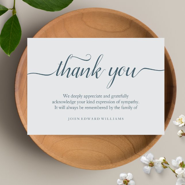 Thank You Funeral Thank You Note Card Bereavement (Blue Sympathy Thank You Card)