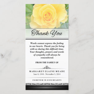 Thank You Funeral Yellow Rose Words Cannot Express Card