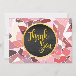 Thank You Geometri Pink Glitter Wedding Glow Card