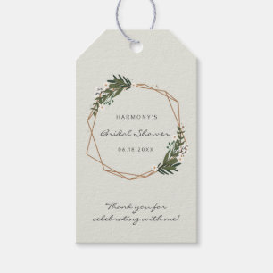 Thank You Geometric Frame Greenery Bridal Shower Gift Tags
