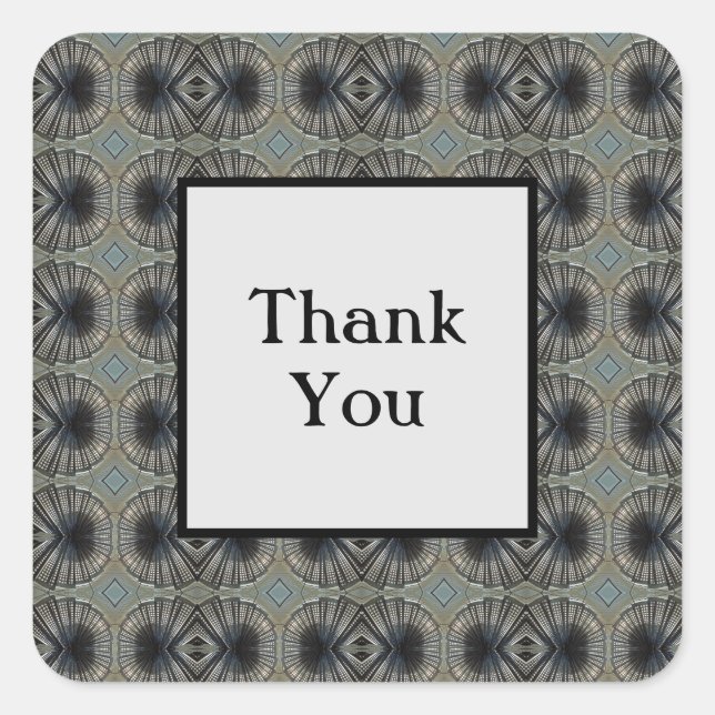 Thank You Geometric Pattern Elegant Appreciation Square Sticker (Front)