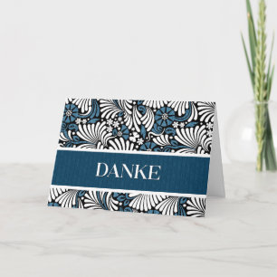 Thank You German Informal Blue and White Greeting Card